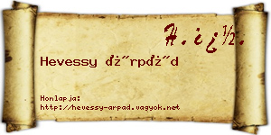 Hevessy Árpád névjegykártya